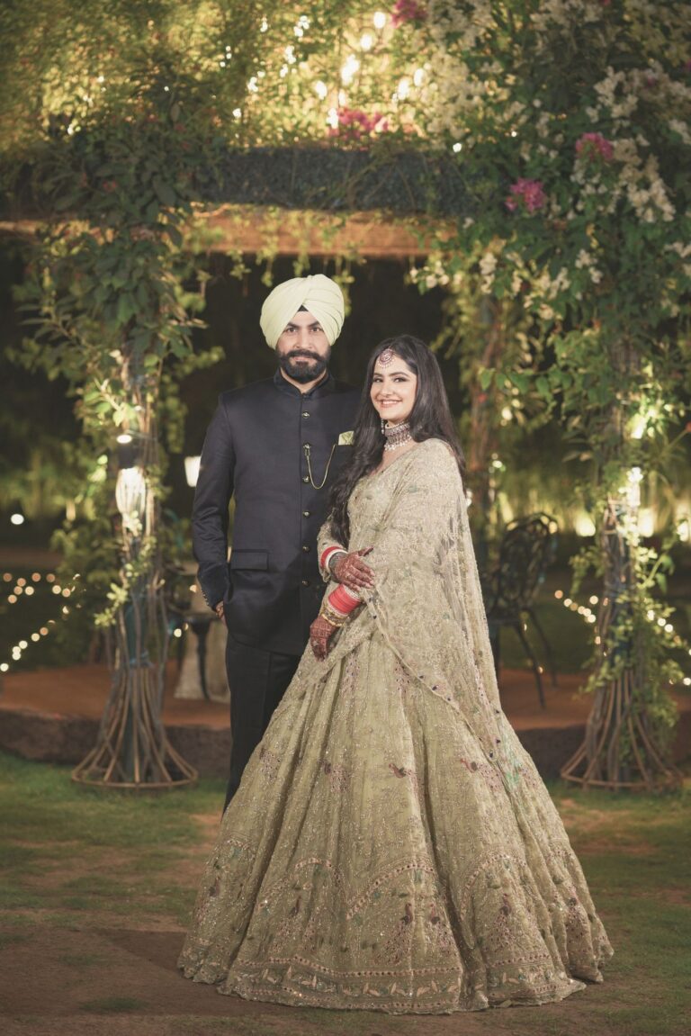 reception-couple-portrait-sikh-wedding-01 Wedding reception couple entry Sargun Kanwar Chandigarh Sikh wedding reception celebration Chandigarh photography Couple portrait reception Sikh wedding Chandigarh