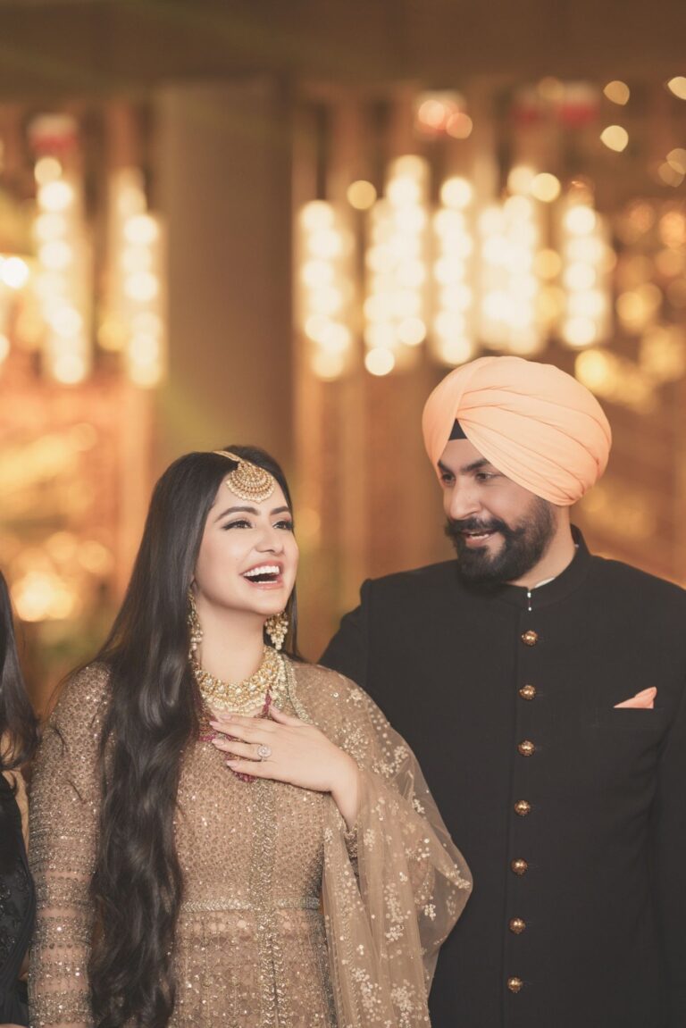 reception-couple-portrait-sikh-wedding-02 Wedding reception couple entry Sargun Kanwar Chandigarh Sikh wedding reception celebration Chandigarh photography Couple portrait reception Sikh wedding Chandigarh