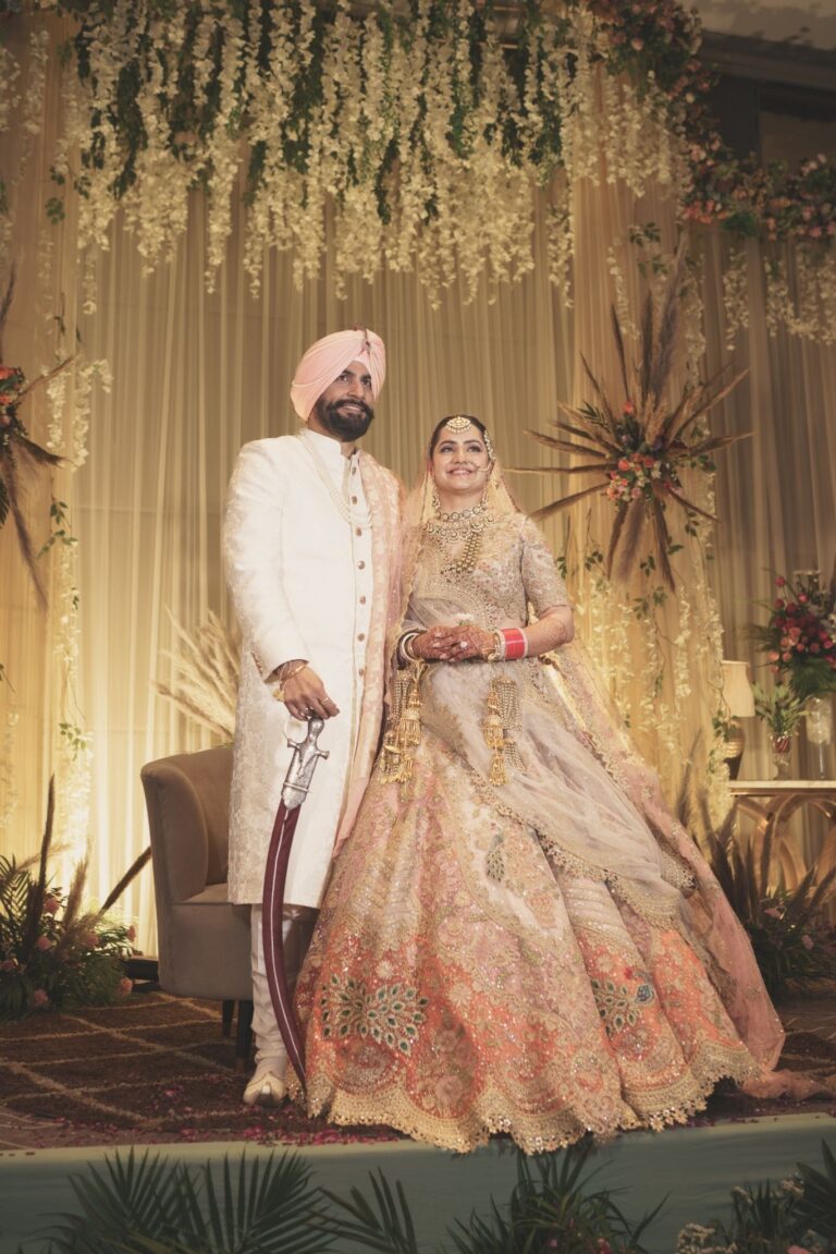 wedding-couple-portrait-sikh-wedding-06 Sikh wedding couple portrait Sargun Kanwar Chandigarh Traditional Sikh wedding attire couple photography Romantic couple shot Anand Karaj wedding Chandigarh