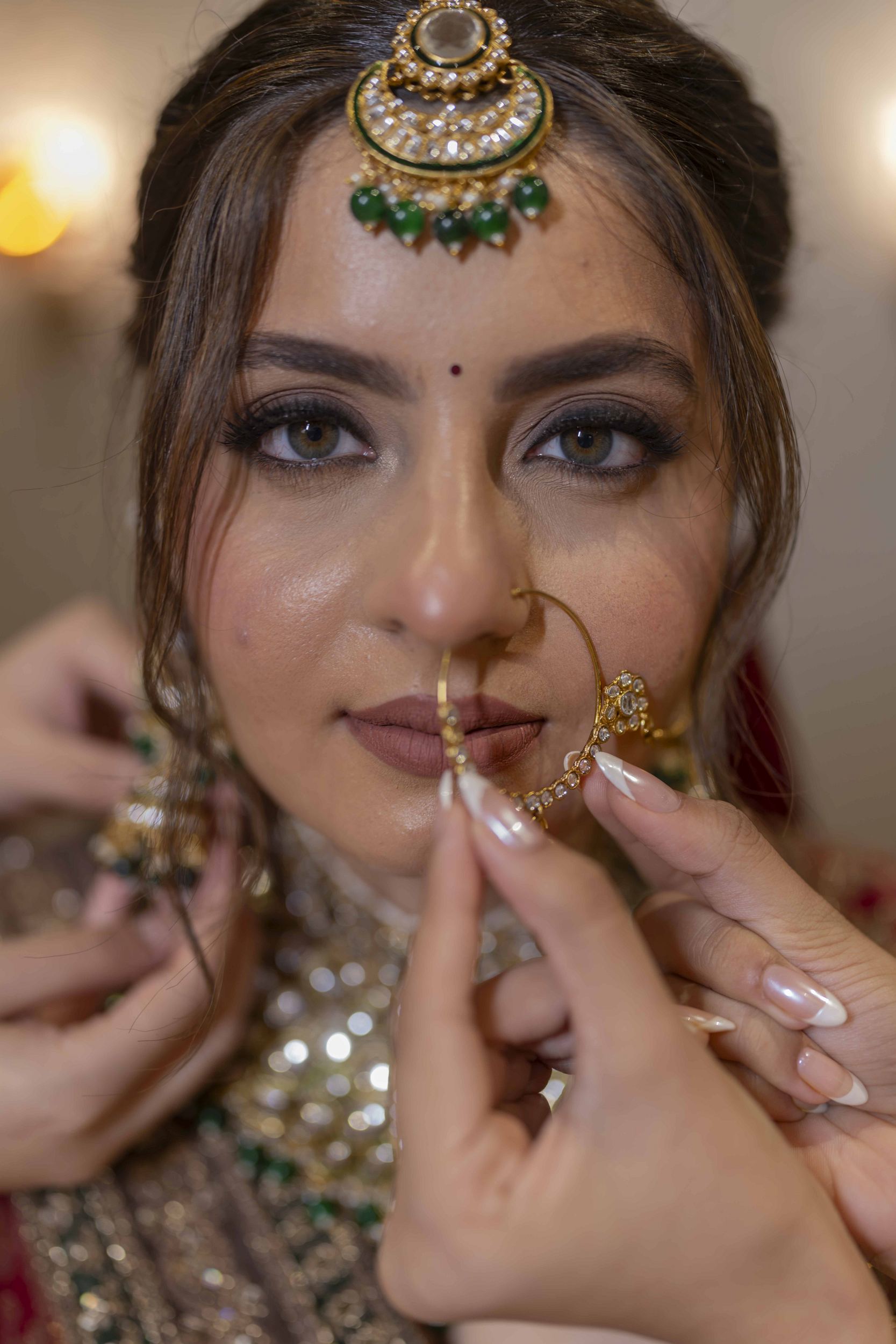 Bride and groom portraits during Hindu destination wedding of Noveen and Saanya at Noor Mahal Palace, Karnal