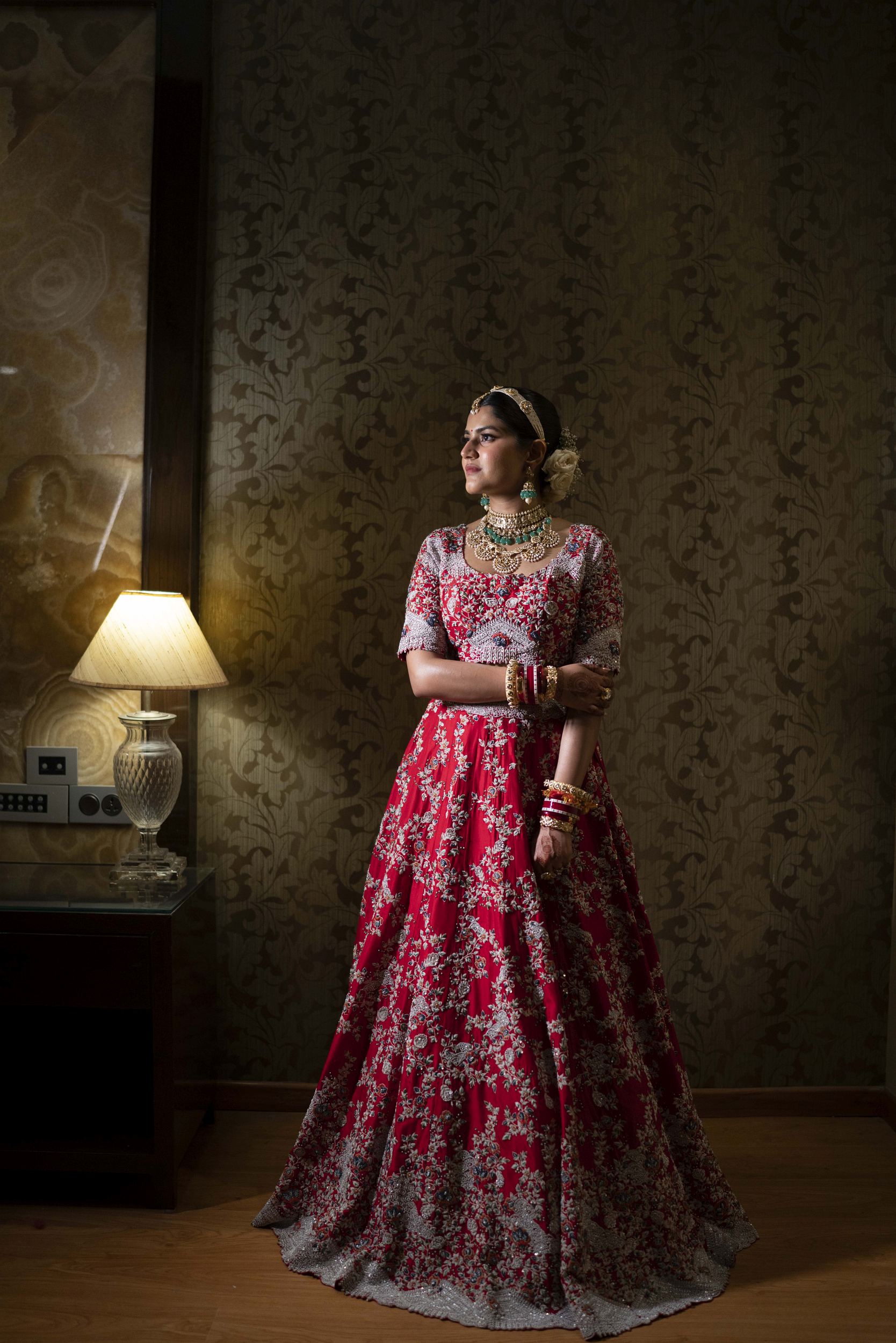 Close-up bridal portrait during wedding festivities